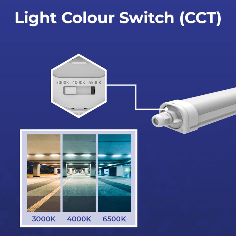 Miniatyrbild: Noxion LED Allmänbruksarmatur Vattentät Ecowhite24-36W 4680lm 120cm CCT
