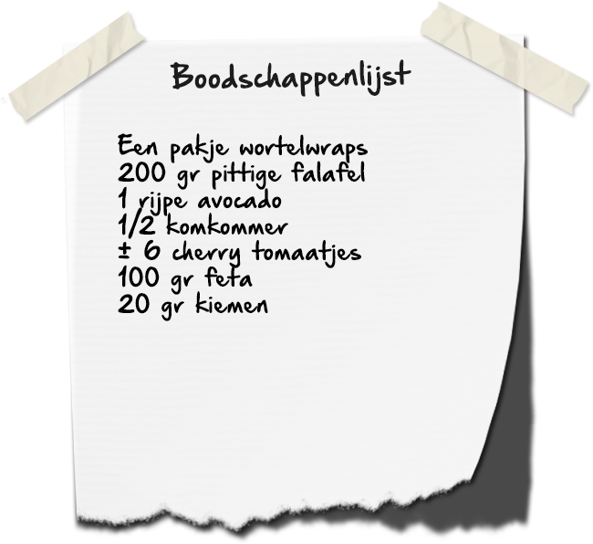 Boodschappenlijst falafelwraps
