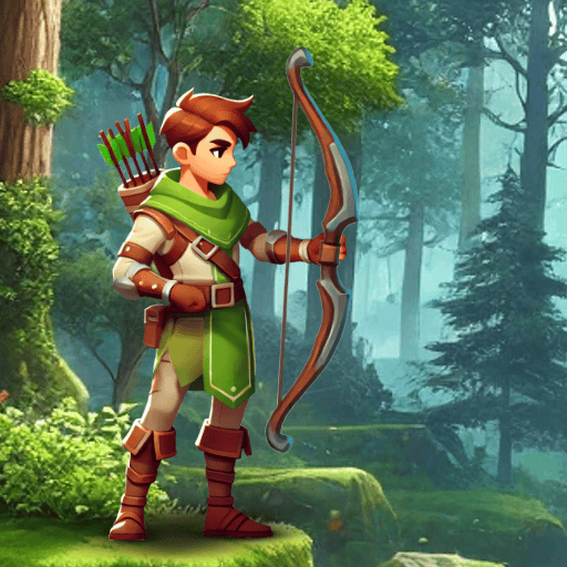 archer shooting game character animated in spine aiming