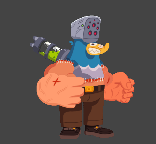Take damage animation of pigeon game character in Spine 2D