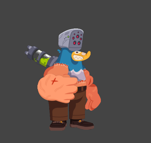 Super attack animation of pigeon game character