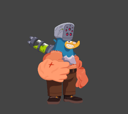 attack animation of pigeon game character in Spine 2D