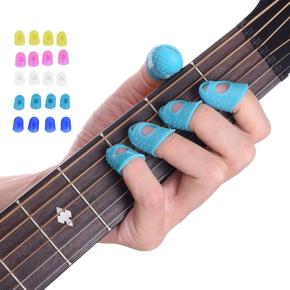 12 Pcs Thin Medium Celluloid Guitar Thumb Picks Finger Cap Protect