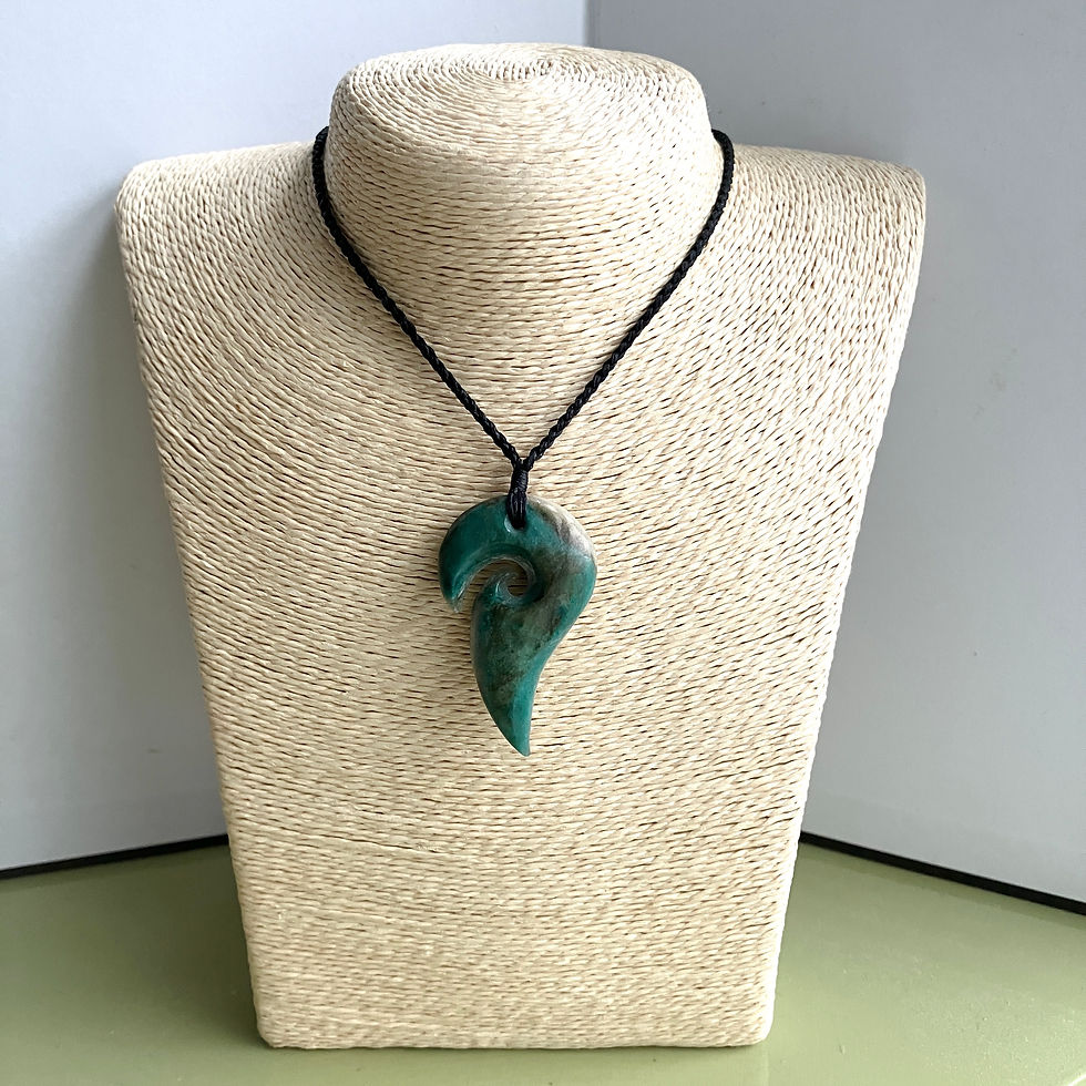 Thumbnail: New Zealand Aotea Stone Whale Tail Styled Pendant Necklace 50 mm