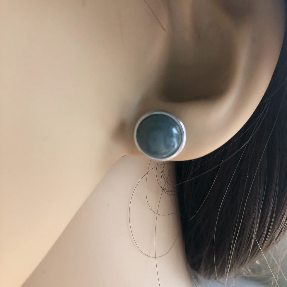 Thumbnail: Guatemalan Blue Jadeite and Silver Stud Earrings