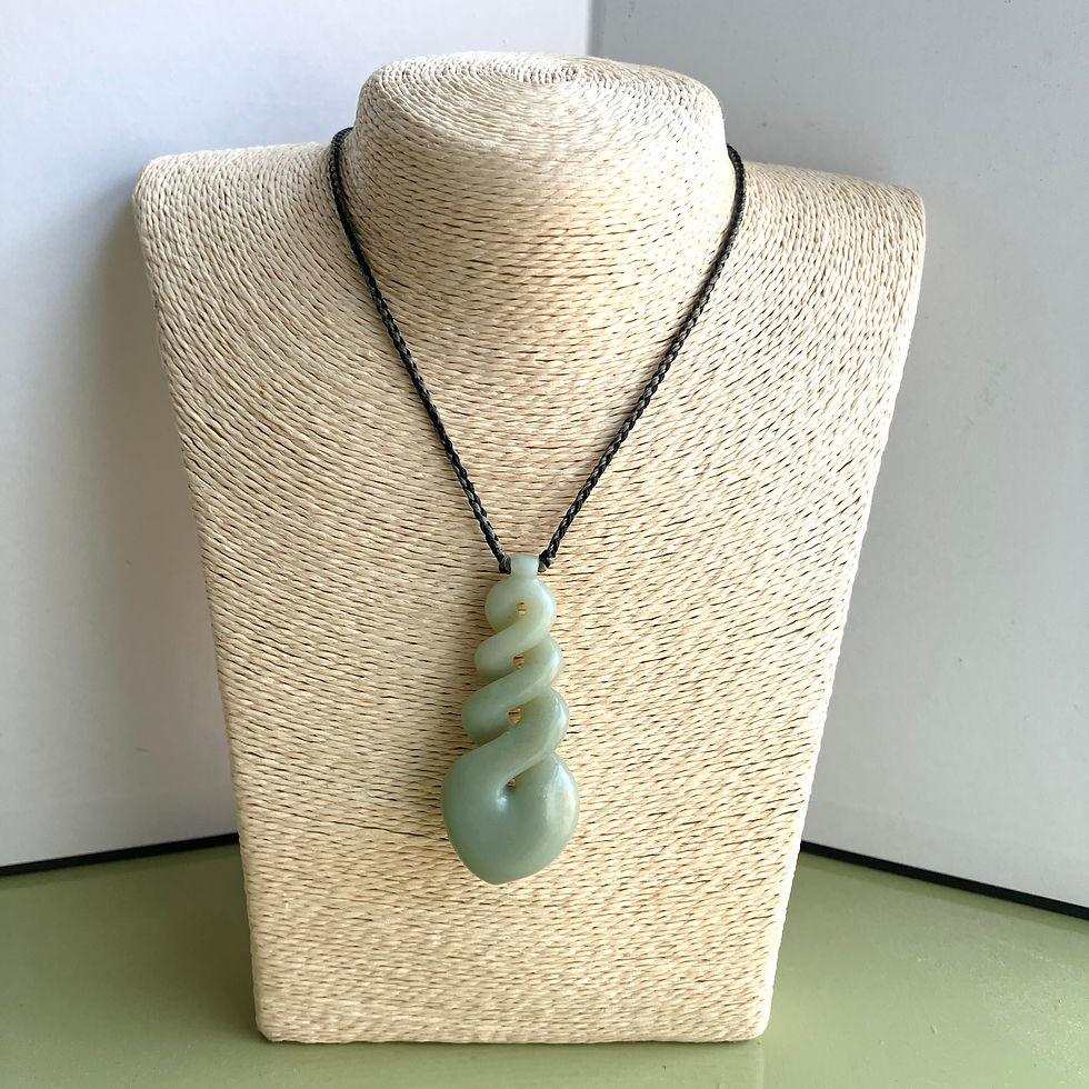 Thumbnail: Siberian Light Blue Jade Infinity Triple Twist Pendant Necklace 61 mm