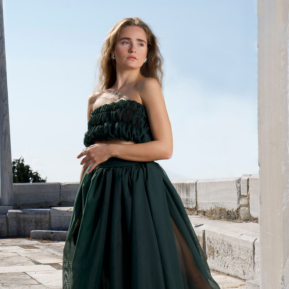 Μικρογραφία: Κολιέ Hera's Throne | Ασήμι 925° με Πράσινα Ζιργκόν