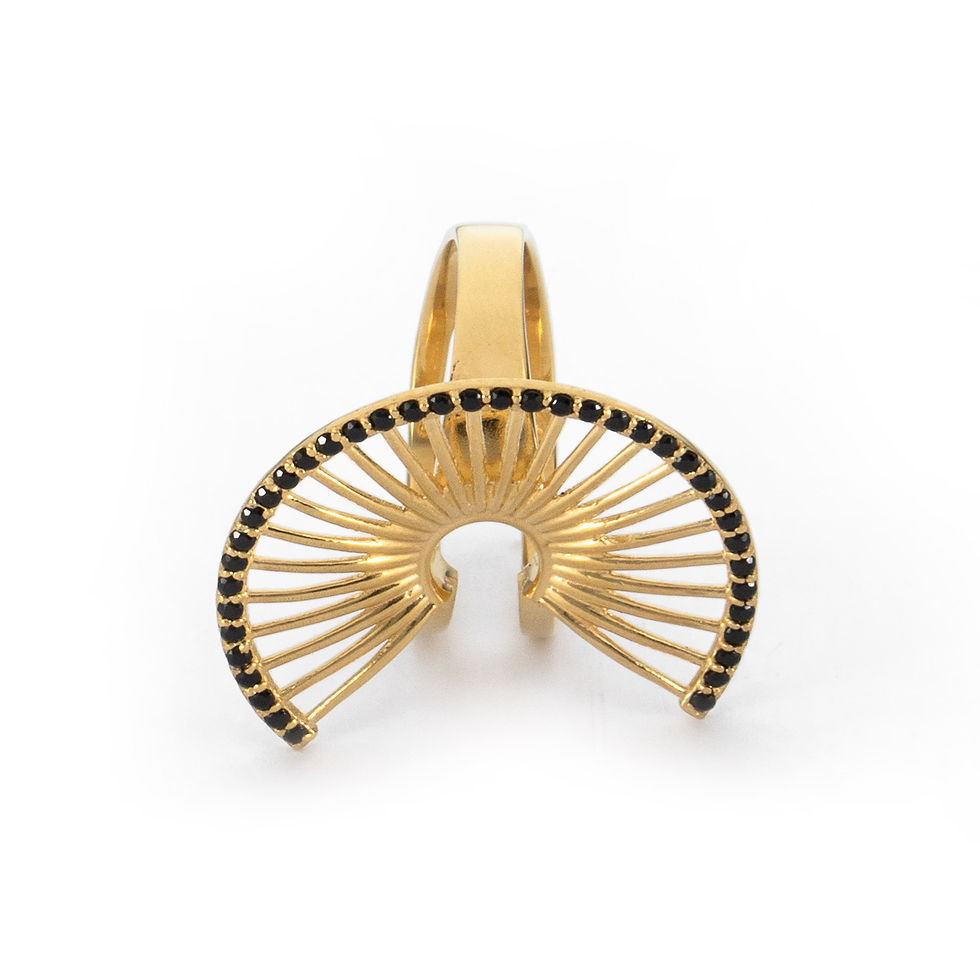Thumbnail: Hera's Throne Ring | Gold Plated Sterling Silver 925° Black Zircon