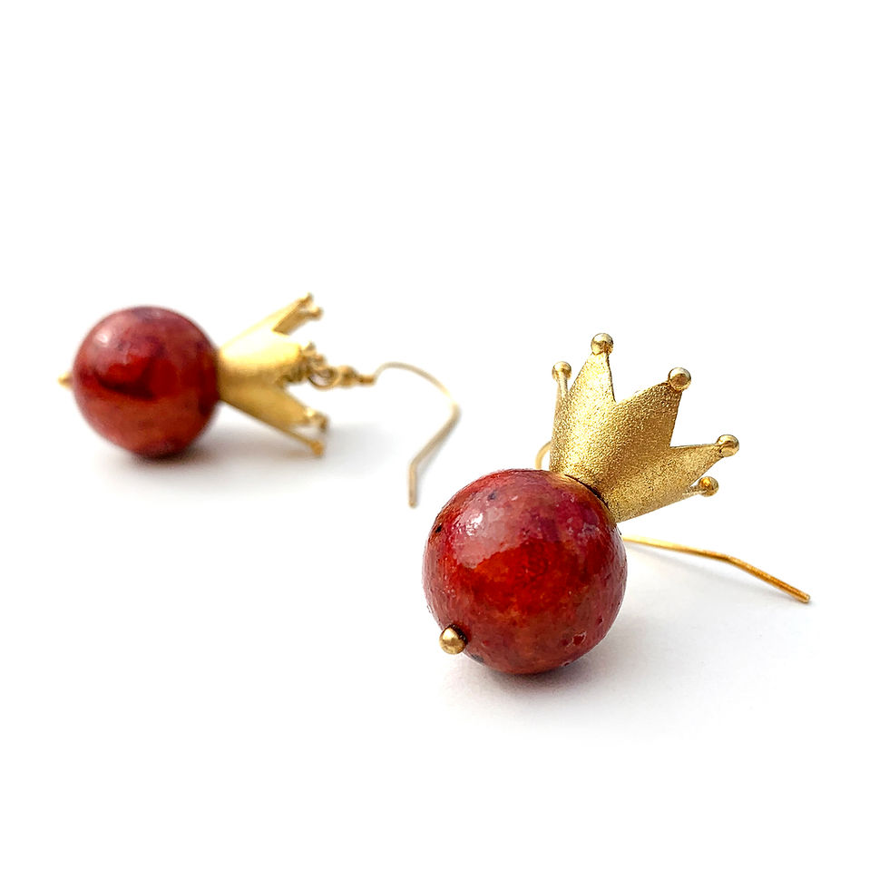 Thumbnail: Earrings | Gold Plated Sterling Silver 925° with Red Coral