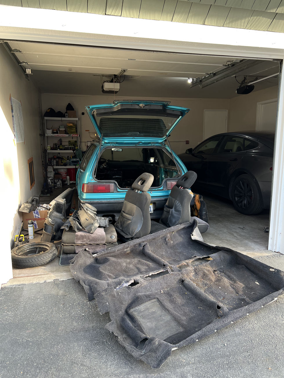Stripping out the dirty interior for a deep clean.