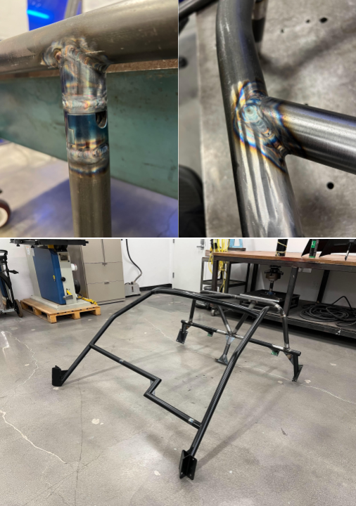 Bolt in roll cage with billet tube clamps for ease of install and removal.