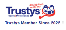 Official Trustys membership logo showing verified trades and professionals, proudly a member since 2022.
