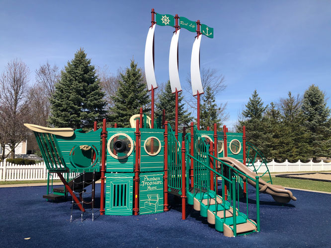A pretend pirate ship on our nursery school playground in Canton, Michigan.