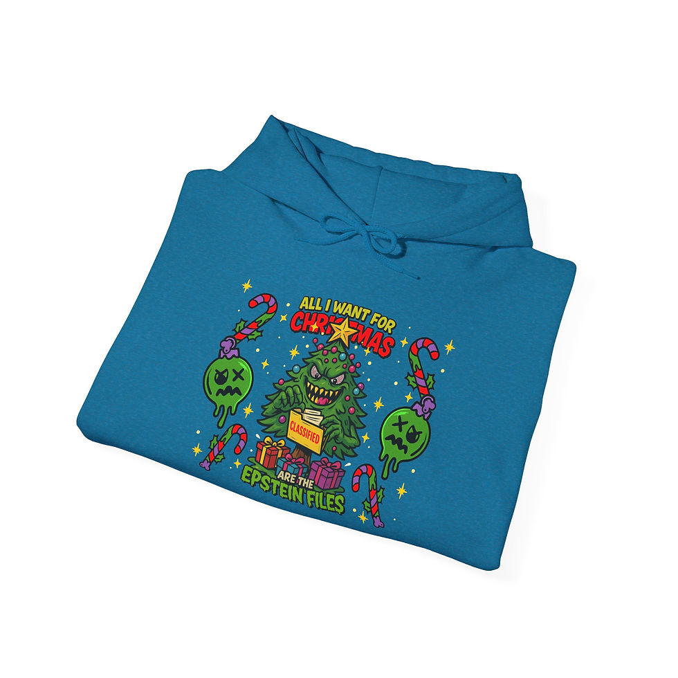 Thumbnail: 'All I Want for Christmas are the Epstein Files' Xmas-Tree Terror Sweatshirt