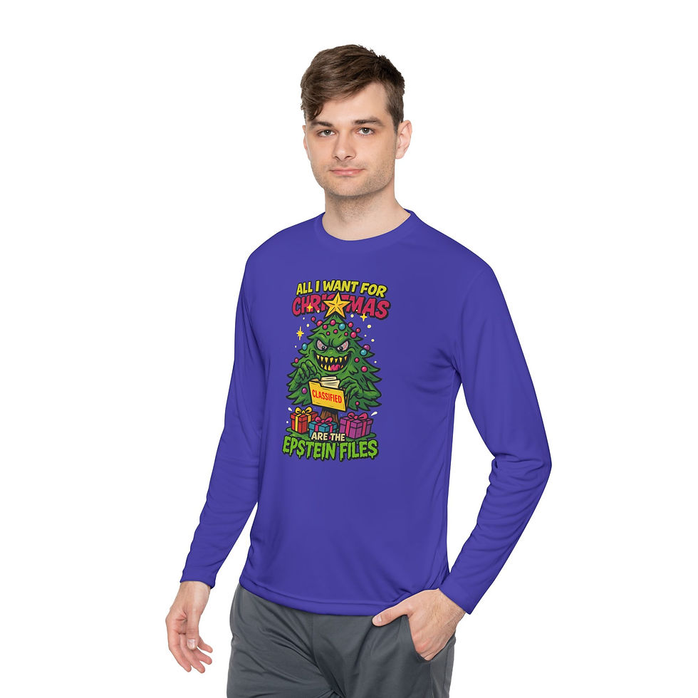 Thumbnail: “All I Want for Christmas...Epstein Files” Xmas-Tree Terror Long-Sleeve Shirt
