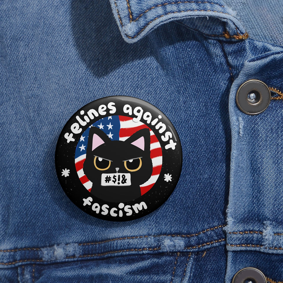 Miniatura: 'Felines Against Fascism' Button - Cute