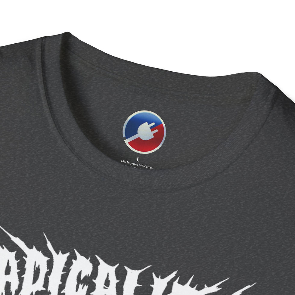 Miniatura: 'Radicalized by Basic Decency' Unisex Softstyle T-Shirt - Metal Design