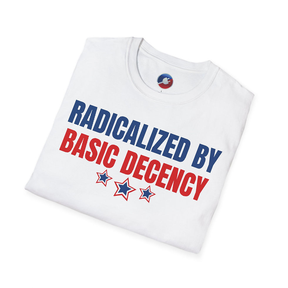 Thumbnail: 'Radicalized by Basic Decency' Unisex Softstyle T-Shirt - Patriotic Design C