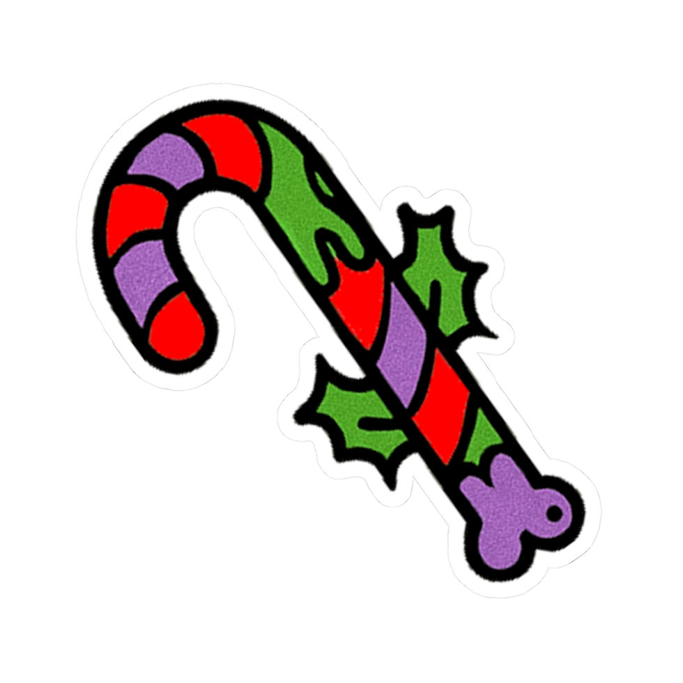 Miniatura: 'All I Want for Christmas...Epstein Files' Punk Candy Cane Kiss-Cut Sticker