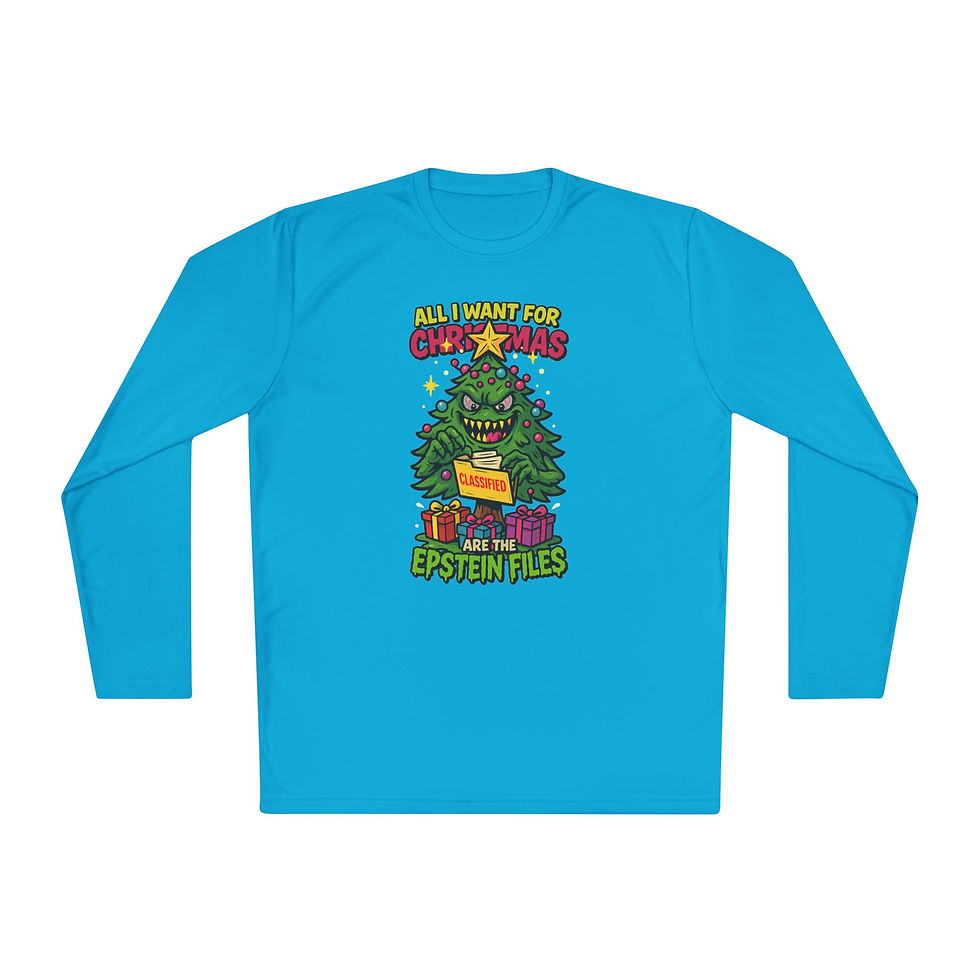 Miniatura: “All I Want for Christmas...Epstein Files” Xmas-Tree Terror Long-Sleeve Shirt