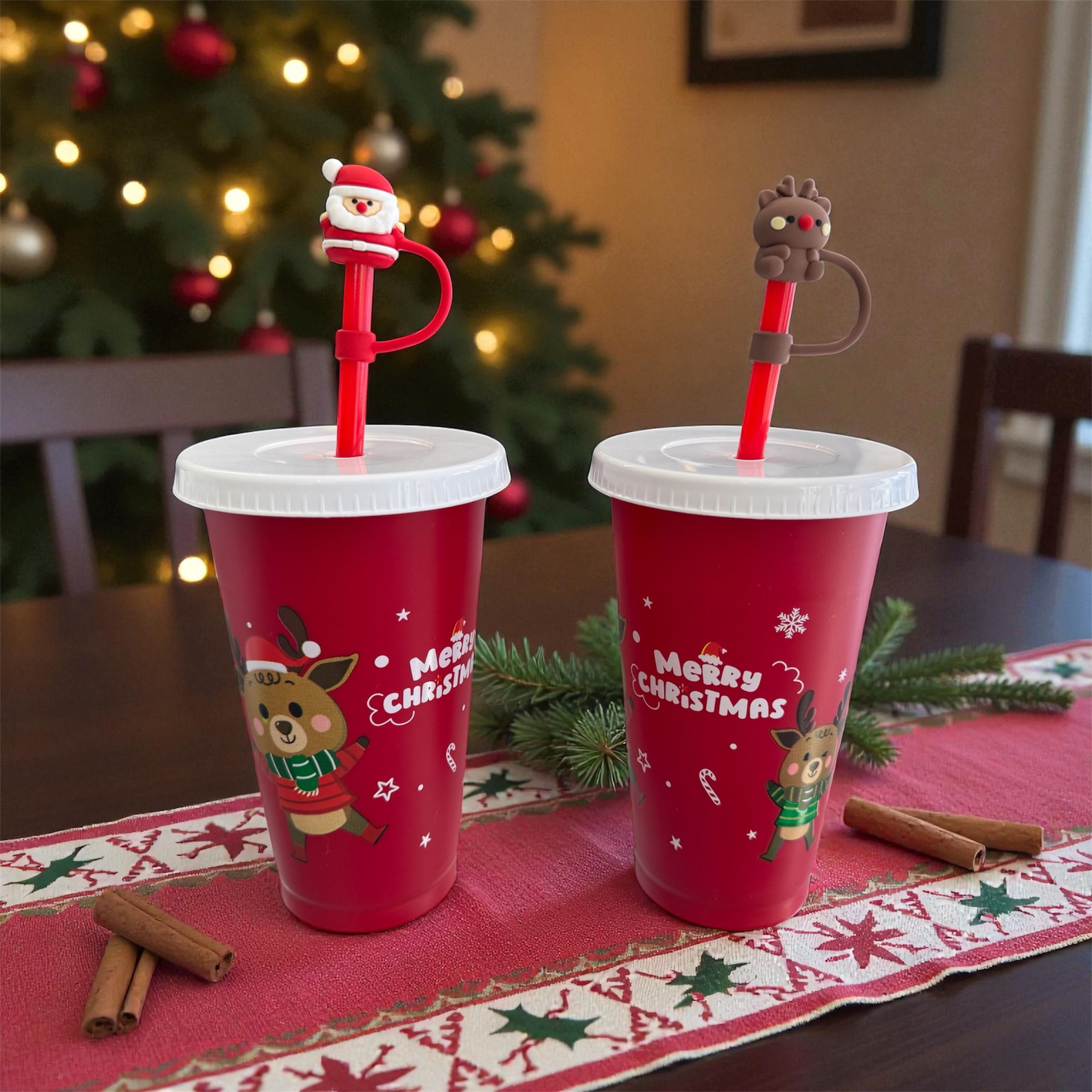 Vaso Navideño con Popote