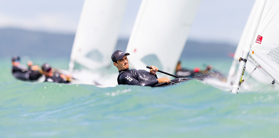 New Zealand's om Saunders won the ILCA World Championship title in 2021 PHOTO: SAILING ENERGY