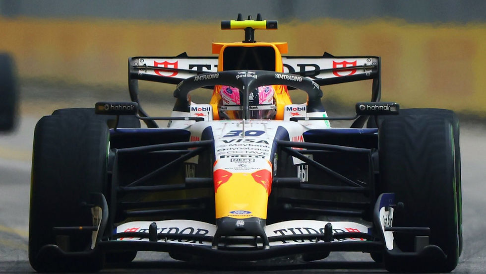 Liam Lawson in Singapore Grand Prix action gaining points in both the spring race and feature race PHOTO: VISA CASH APP RACING BULLS