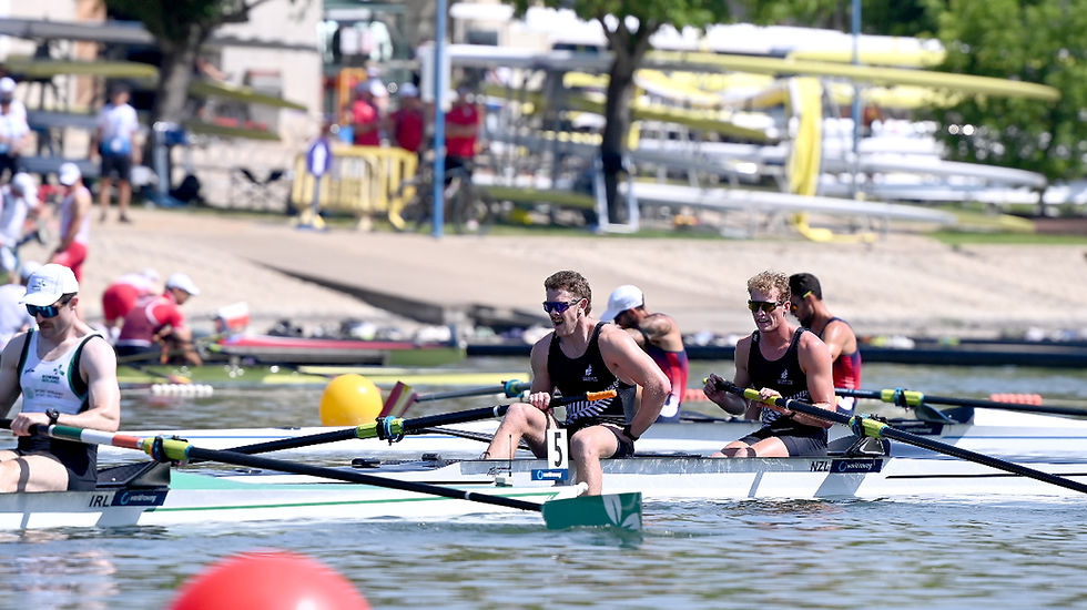 Ben Taylor and Oliver Welch are into the the men's pair final, but have tough competition at the World Cup in Seville PHOTO: ROWING NZ