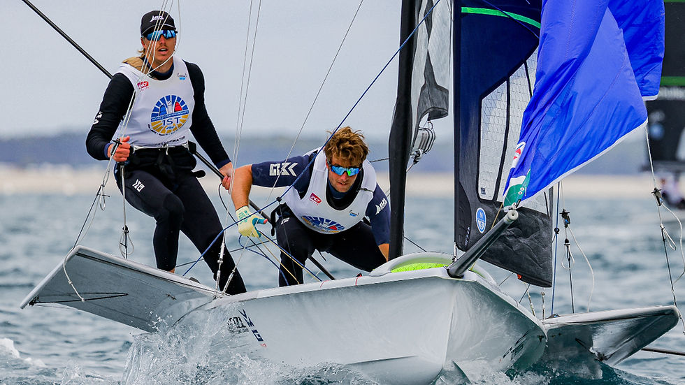Seb Menzies and Lee Rush claimed the gold medal following a comeback in the final race. PHOTO: SAILING ENERGY