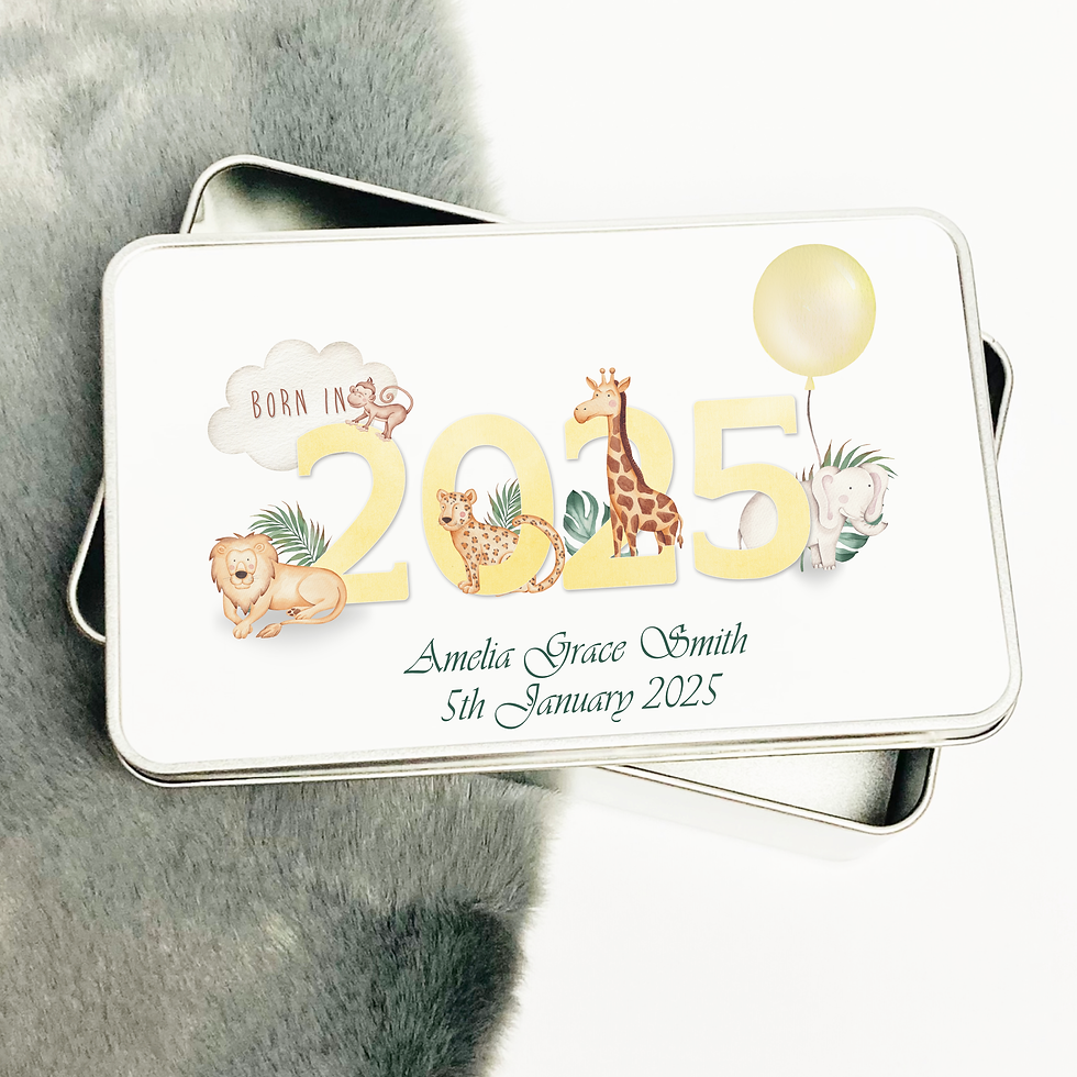 Thumbnail: Personalised Baby Keepsake Tin - Born in 2025