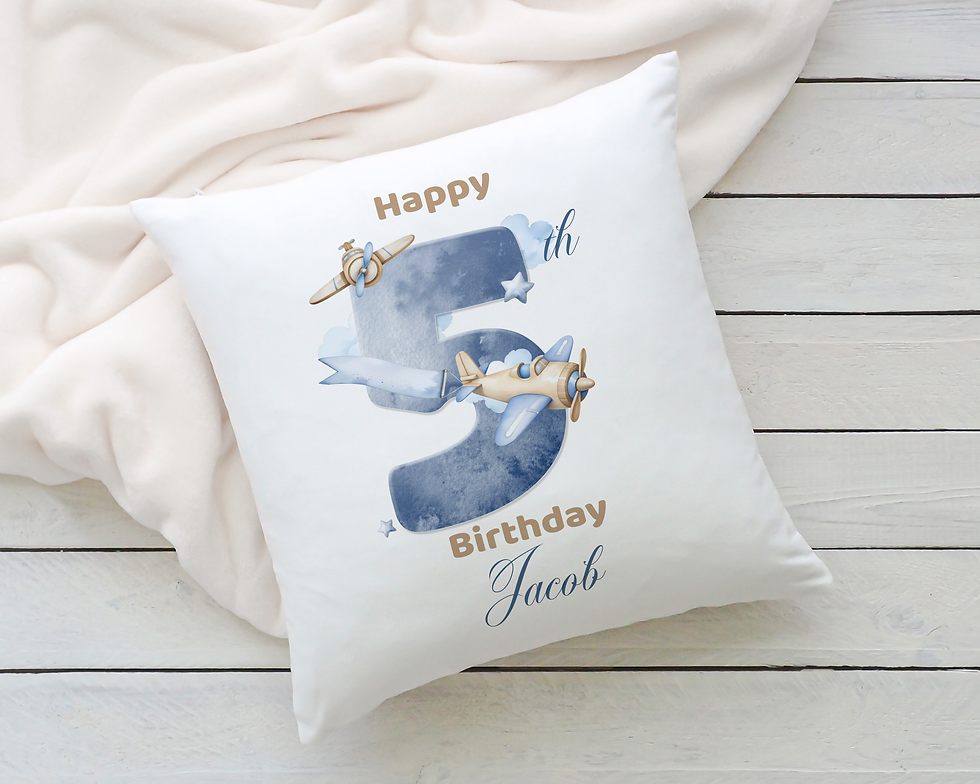 Thumbnail: Personalised Birthday Cushion Aeroplane
