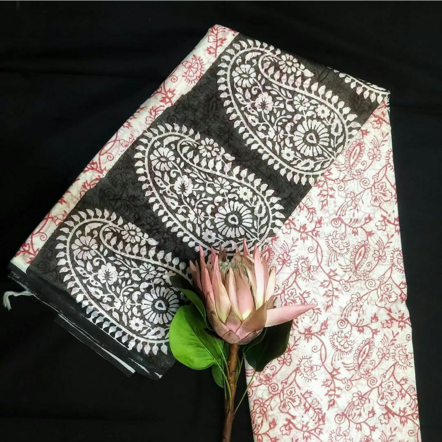 Cotton  Saree With Jaipur Hand Block Print 