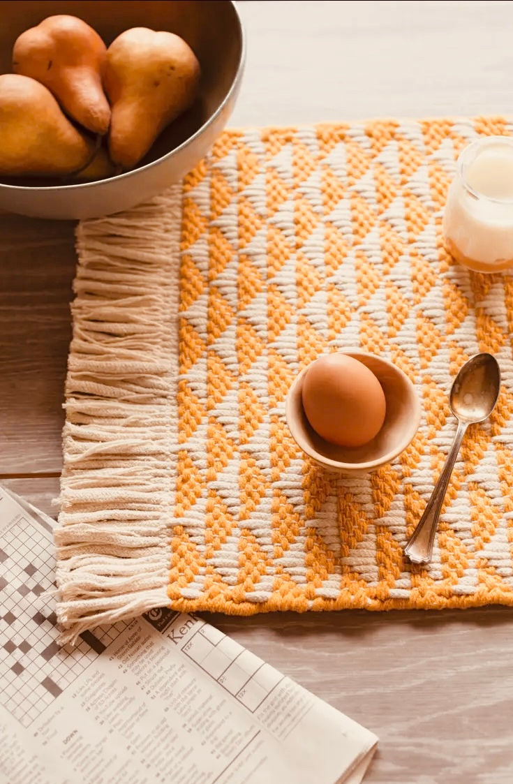 Thumbnail: Handwoven Jade Placemat With Fringe 