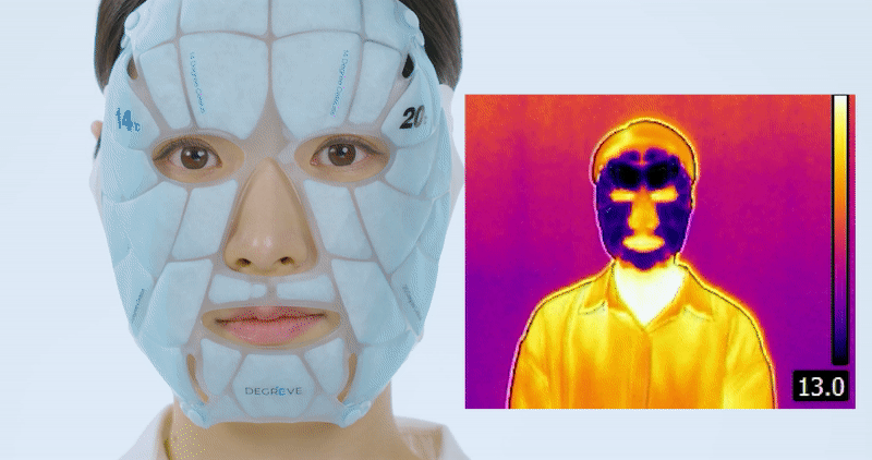 サーモエールを着用したときの熱画像カメラ