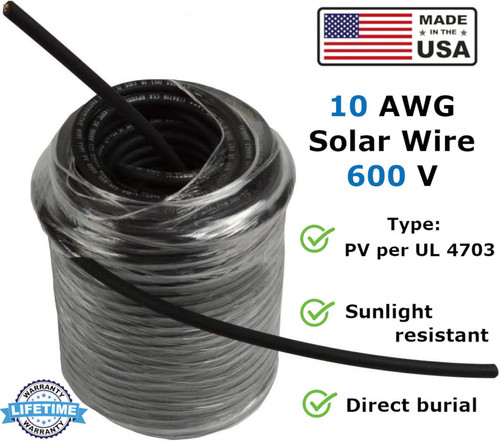 500FT 10 AWG Solar Panel Wire