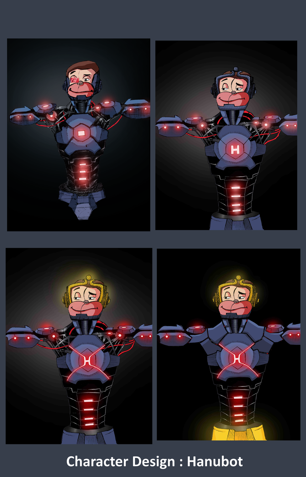 charecter design for IASAN govt poject comic for awareness about ethical hacking comic name- hunubot