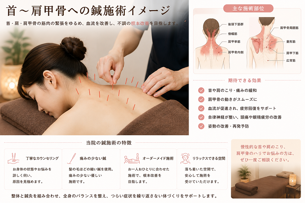 首〜肩甲骨への鍼施術イメージ