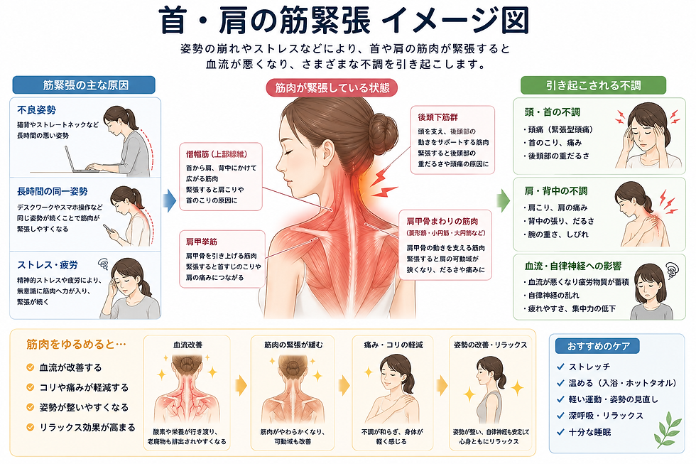 首肩の筋緊張イメージ図