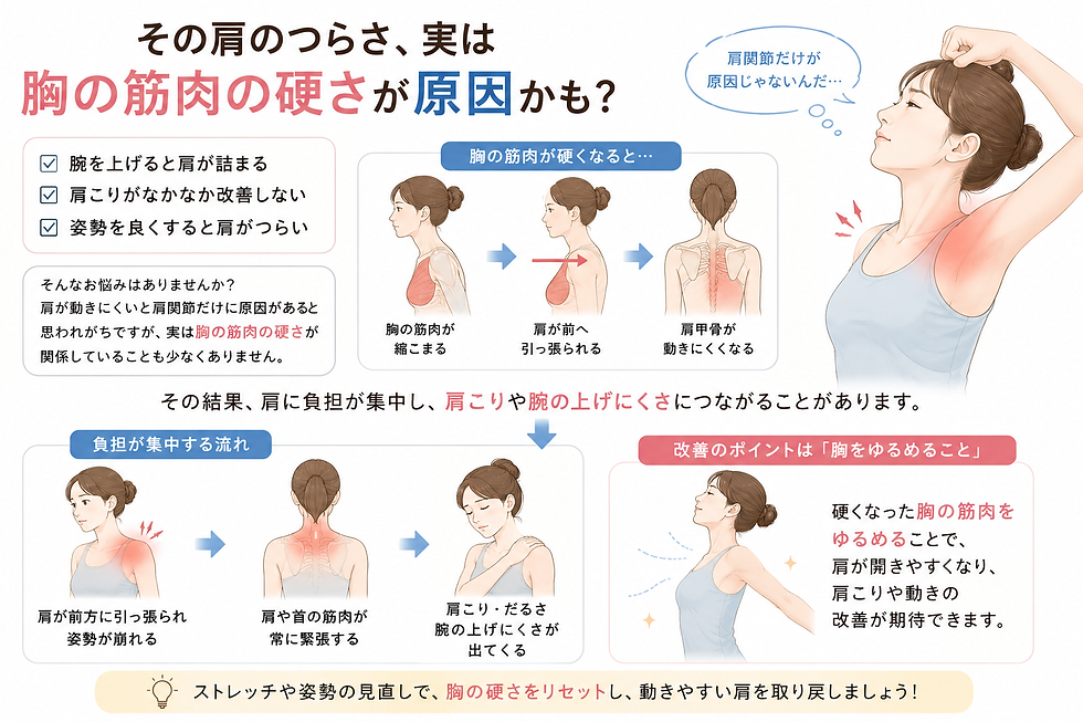 肩が上がらない原因は「肩」ではなく「胸」が硬いからかもしれません