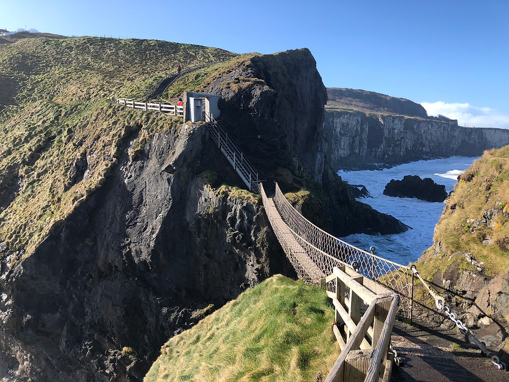 Carrick-a-Rede Rope Bridge on a sunny day, Northern Ireland, Causeway Coastal Route