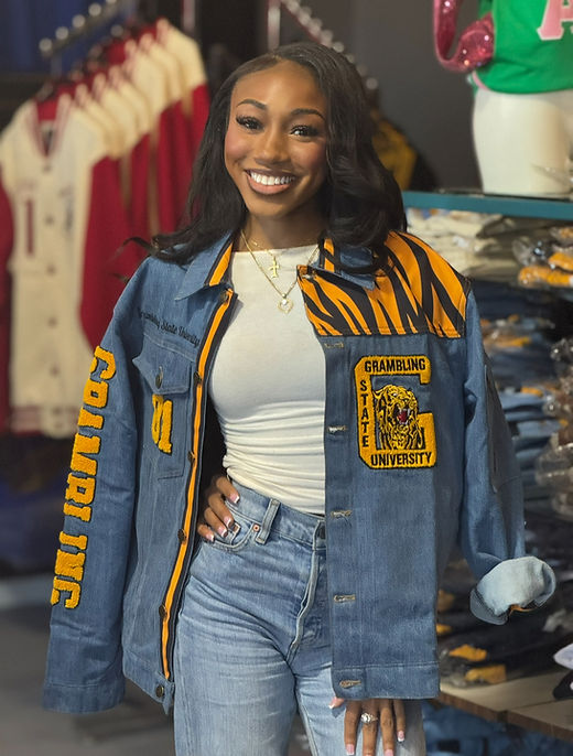 Grambling Varsity Denim Jacket (UNISEX) | The Signature Brand