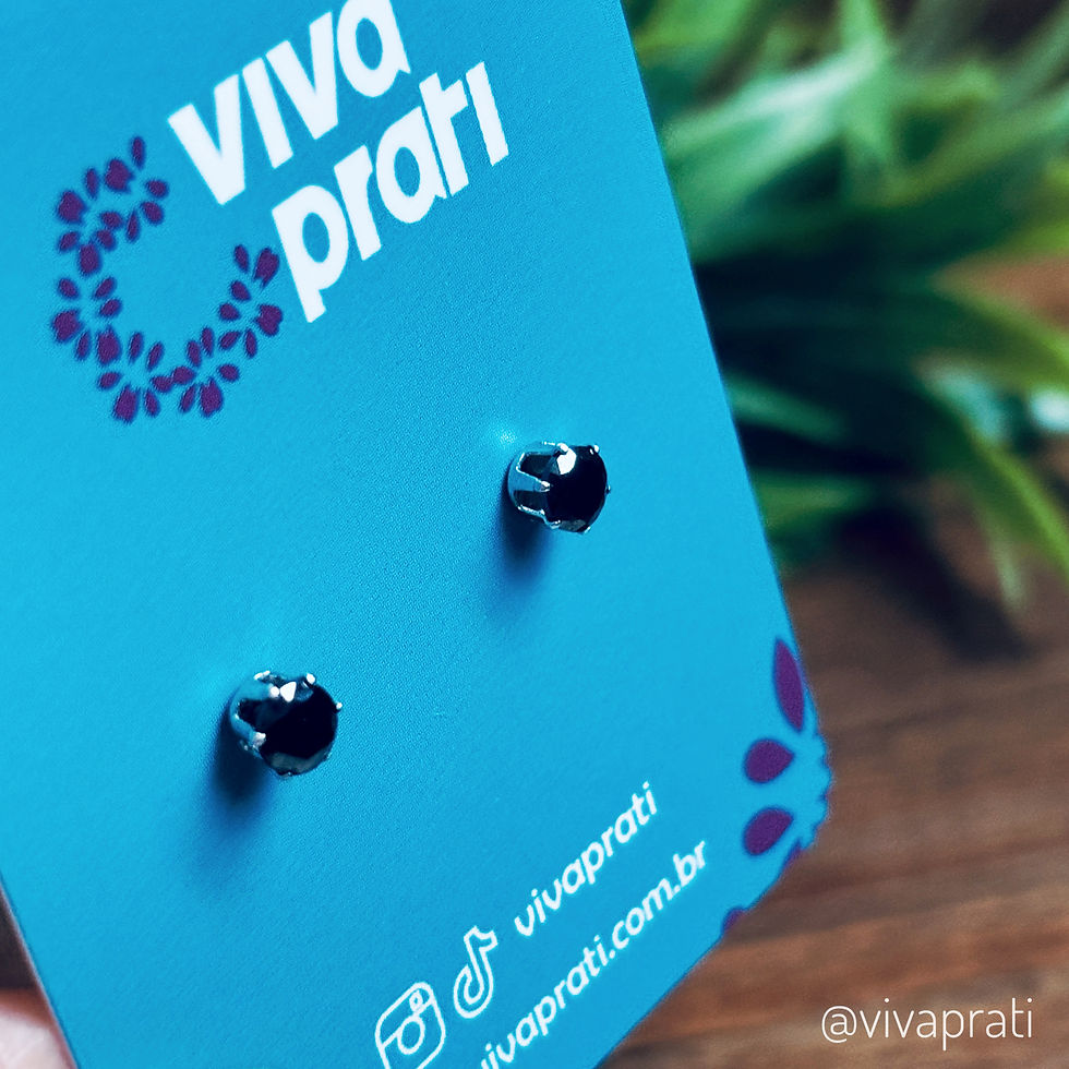 Miniatura: Brinco Ponto de Luz Zircônia Negra, 3xR$13