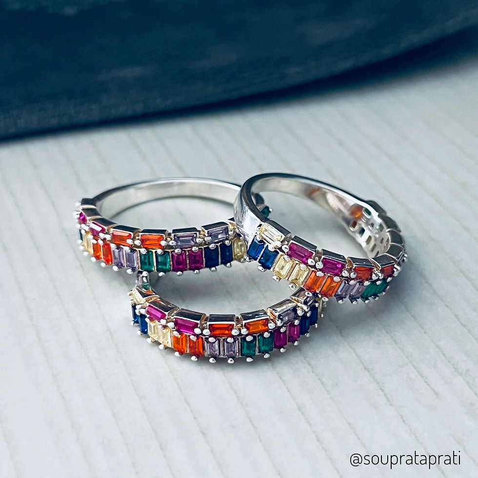 Miniatura: Anel Zircônias Coloridas, 3xR$75