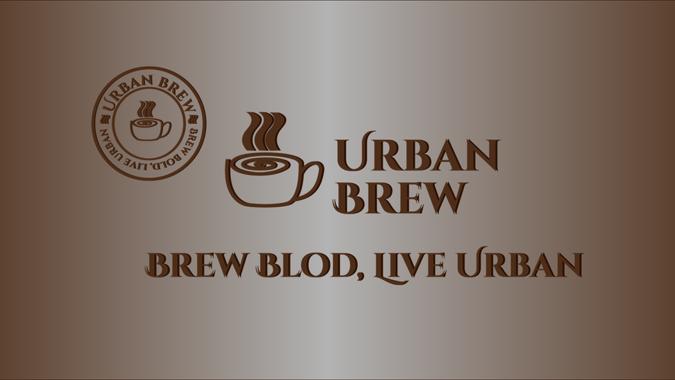 Urban Brew café brand identity introduction with logo and tagline