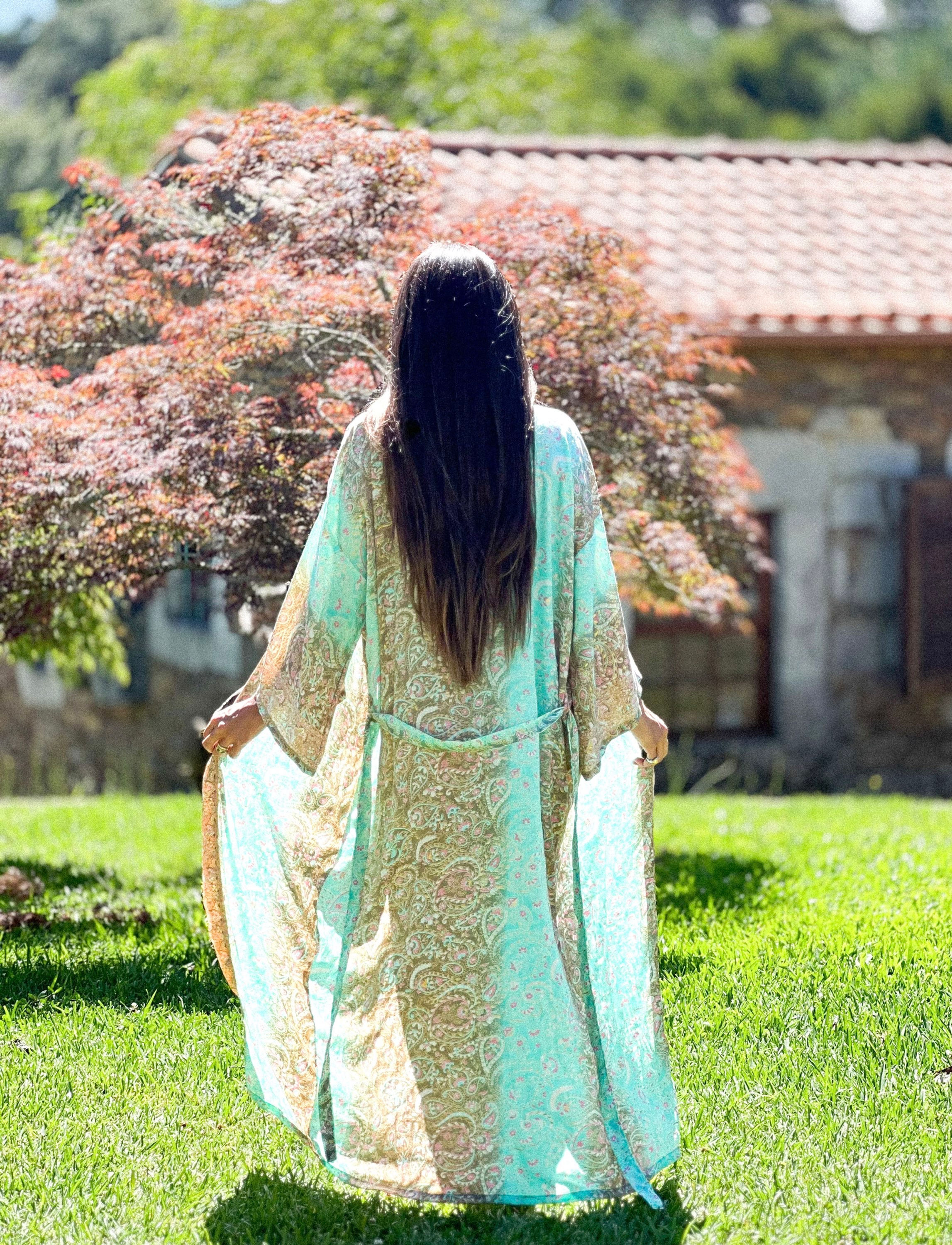 Sea Green Silk Kimono