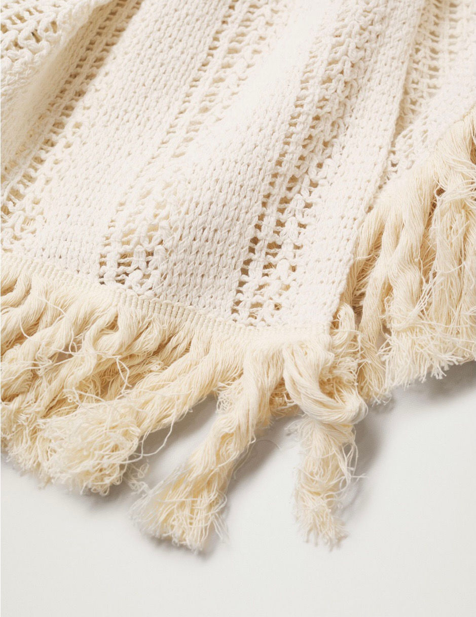 Thumbnail: Fringe Cream Oversized Cardigan