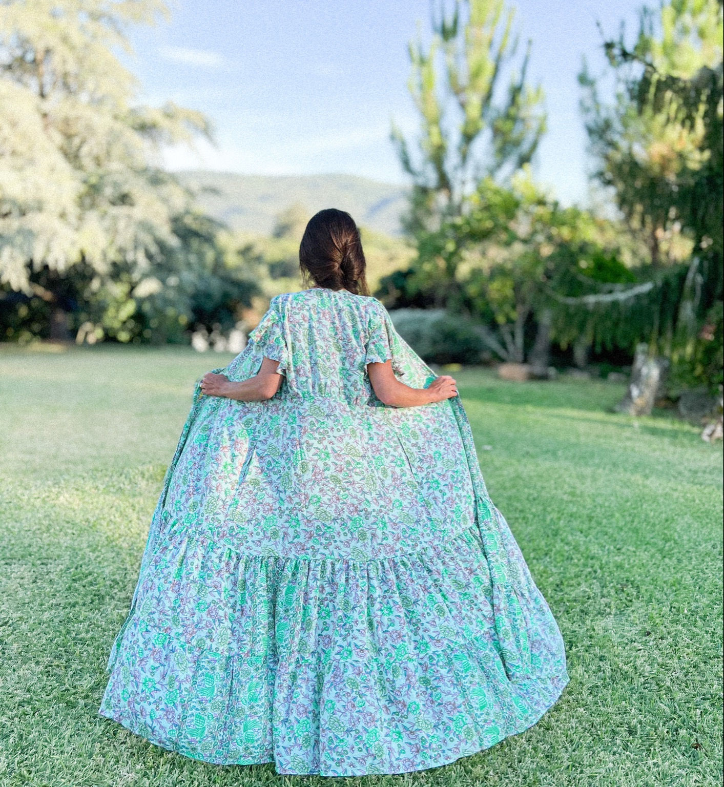Sea Green Maxi Kimono Dress