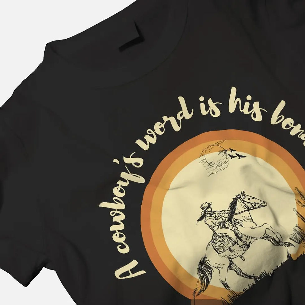 Cowboy’s Word Black Tee featuring the quote “A cowboy’s word is his bond” by ImperialFas.