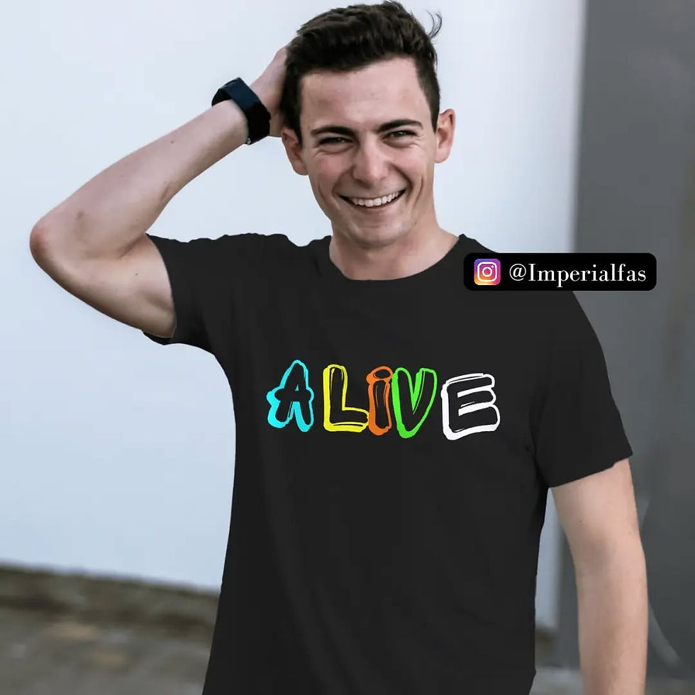 Alive Black T-shirt with multicolor “Alive” print by ImperialFas.