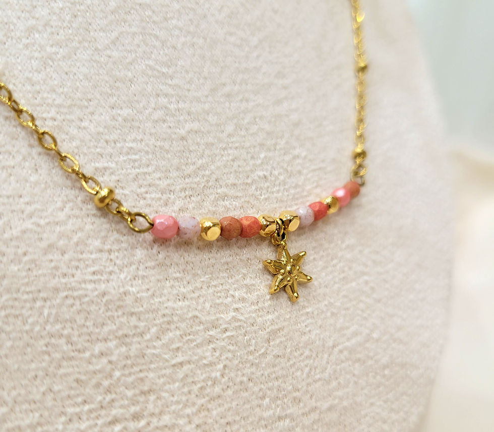Miniature : Collier perles facettées rosées